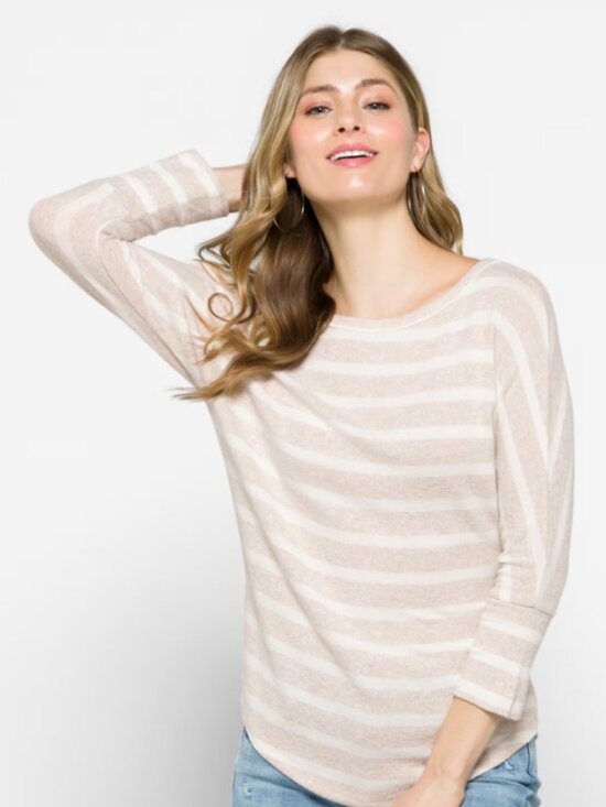 Market & Spruce Sweaters - NWT Market & Spruce Corinna Brushed Dolman Knit Top Off-White Stripe Small